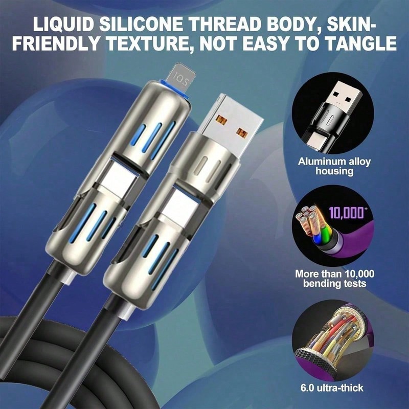 4 in 1 Charging Cable (6.6FT) , 240W Max Fast Charger Cord US gallery