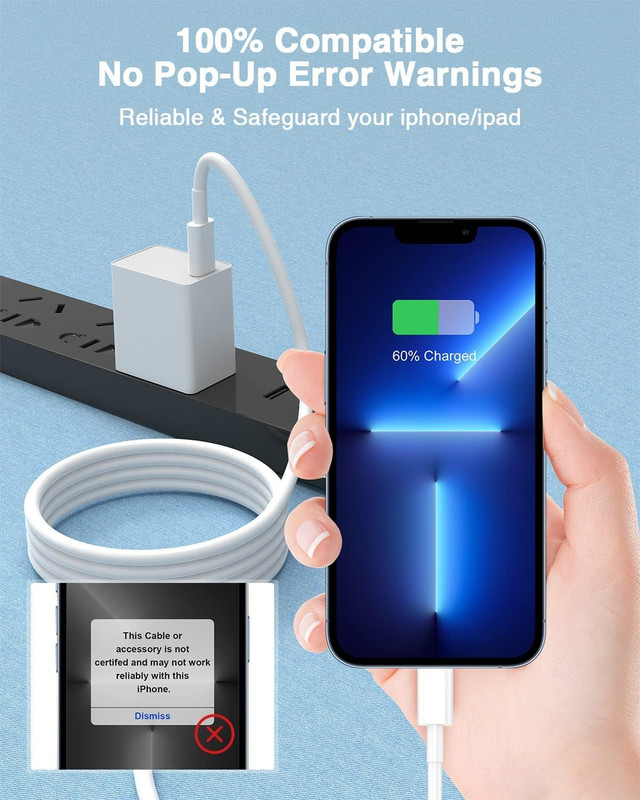 USB C to Lightning Cable (2Pack 6Ft), Apple Mfi Certified Iphone Fast Charger 2M gallery