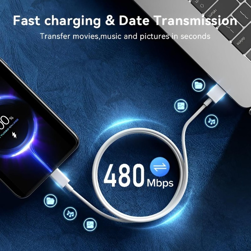 Flexible 1 Meter 120W USB C Charging Cable for Xiaomi gallery