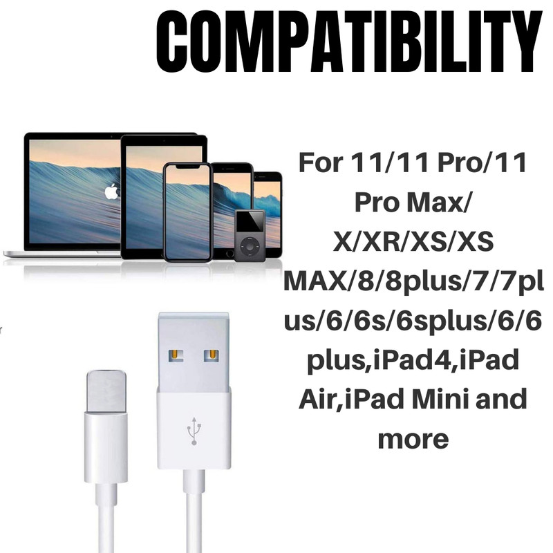 Wholesale Bulk 3/6Ft Charging Cable USB Cord For Apple iPhone 11 8 X Charger Lot gallery