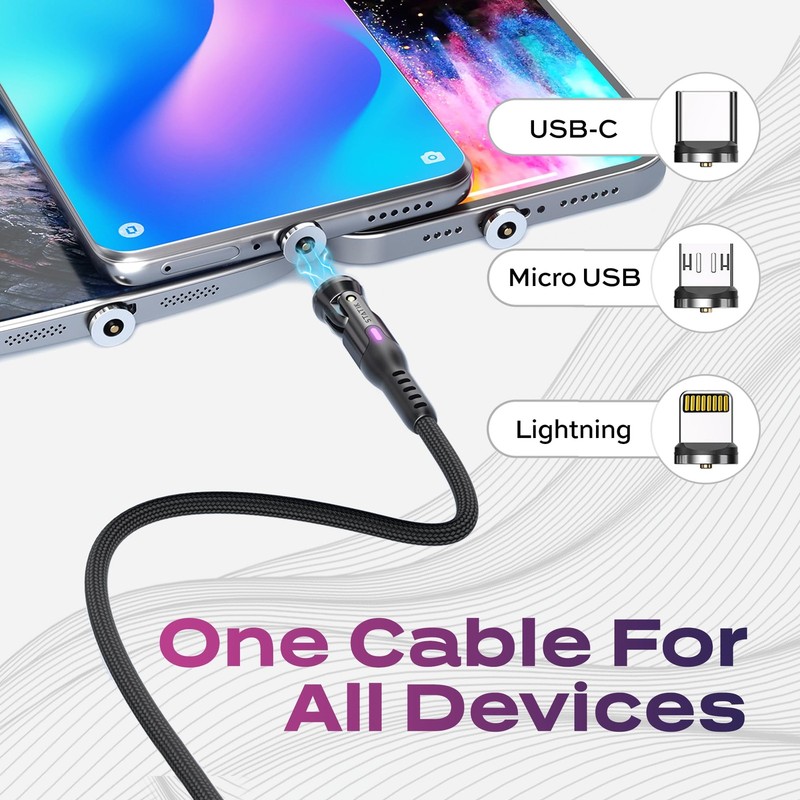 Statik 360 Magnetic Phone Charger 2nd Gen With Multi USB C Tips Cord Black gallery