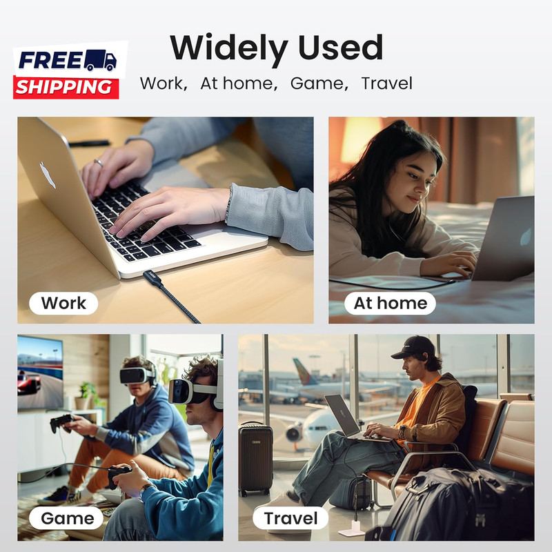 240W USB C to USB C Cable 10Ft, 2-Pack C to C Cable Fast Charging, Type C Charge gallery