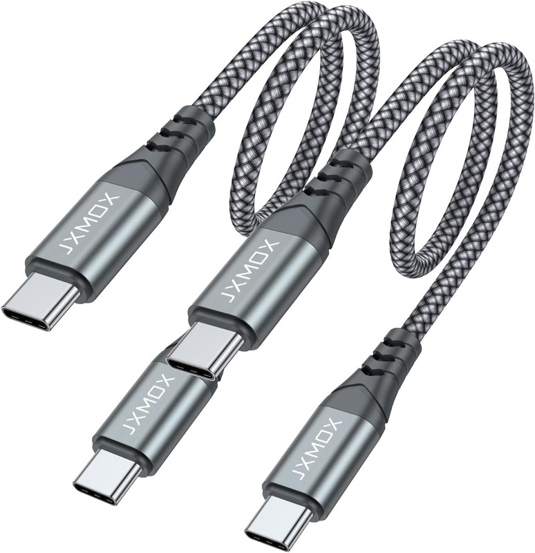 JXMOX Short USB C to USB C Cable 60W, (2 Pack 1ft) Type C Fast Charging Cord Cha
