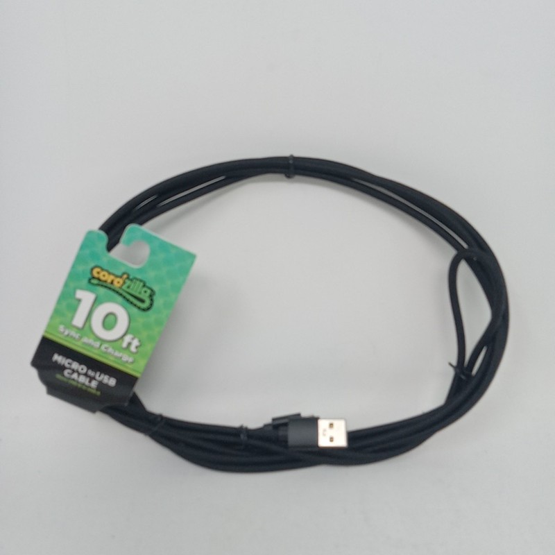 10 Foot Black Cable Micro USB-B To USB-A