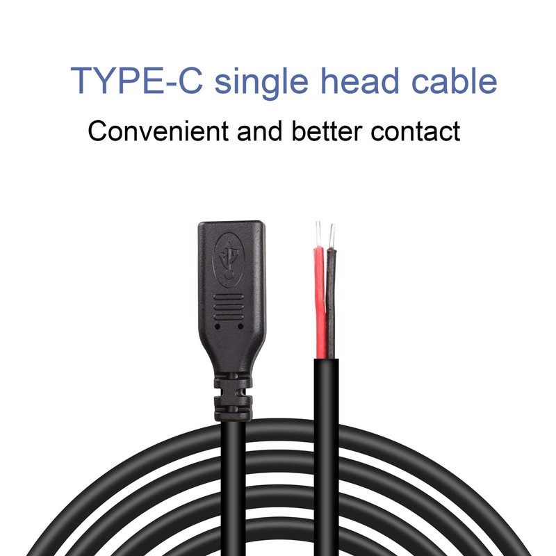 USB TypeC Pigtail Cable Extension Power Cable 22AWG 5V 3A USBC Plug to 2 Pin ... gallery