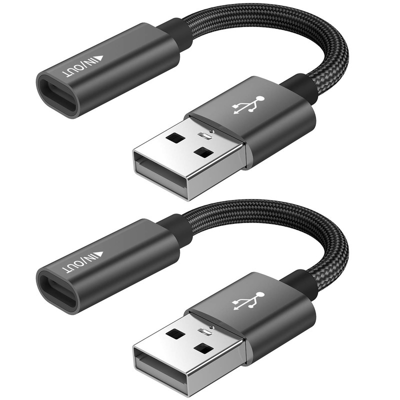 2 Pack USB C Female To Male Adapter Type C A Charger Cable Extension Cord