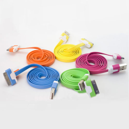 iPhone 4 Flat USB Colour Cable Charger Black BUY 1 GET 1 FREE! gallery