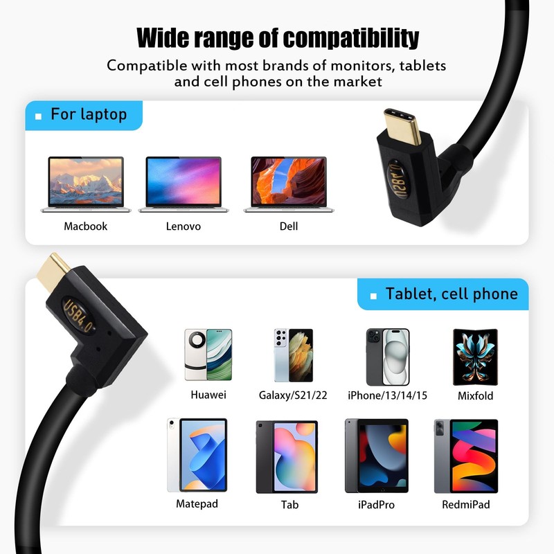 2ft Bidirectional USB 4.0 Type C Cable, 40Gbps Data, 240W PD Charging, 8K@60H... gallery