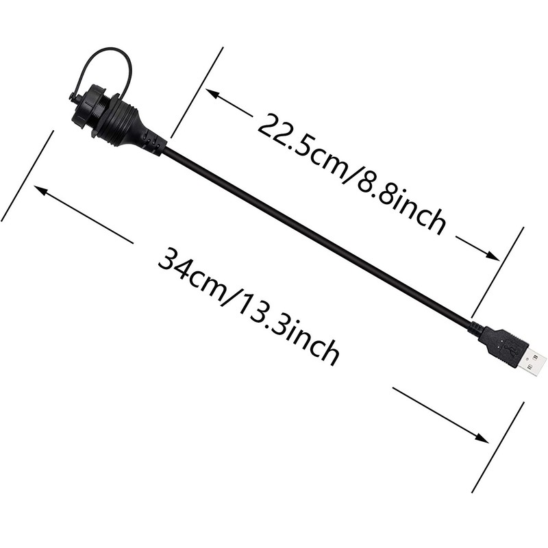 USB 2.0 A Male to Female Flush Panel Mount Extension Waterproof Cable f Car Boat gallery