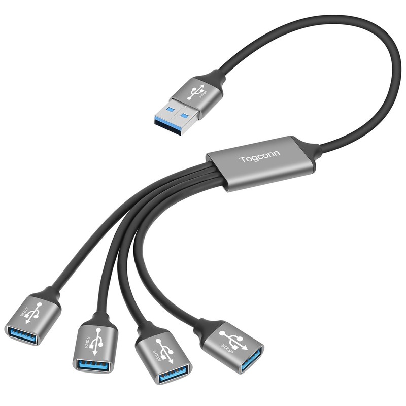 USB 3.0 Splitter 1-In-4 Out Y-Adapter Cable 1Feet, 5Gbps USB-A 3.0 Male to fo…