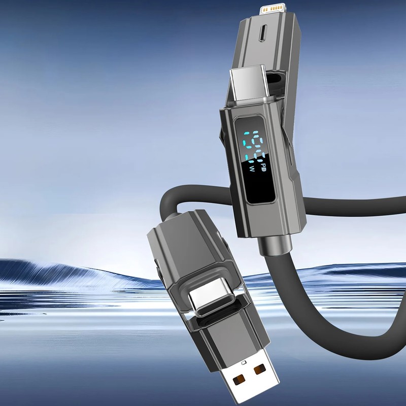 Digital Display 4 In 1 PD USB Type C Data Cable Fast Charging For iPhone 15 Sams gallery
