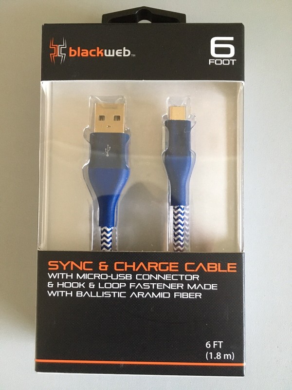 Blackweb 6Ft Sync & Charge Cable Micro-USB Connector Fiber Braided