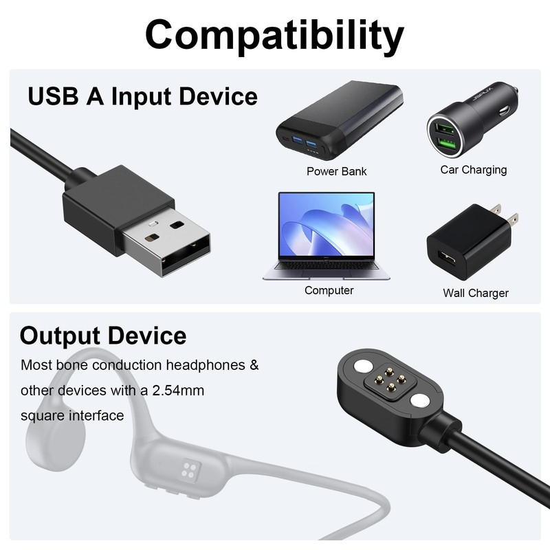 Charging Cable for Bone Conduction Headphones, 2.54mm Pitch Magnetic USB Char... gallery