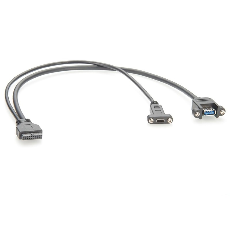 1 PCS Dual USB 3.0 3.1 TypeC Female to Motherboard 20Pin Cable Panel Mount Y gallery