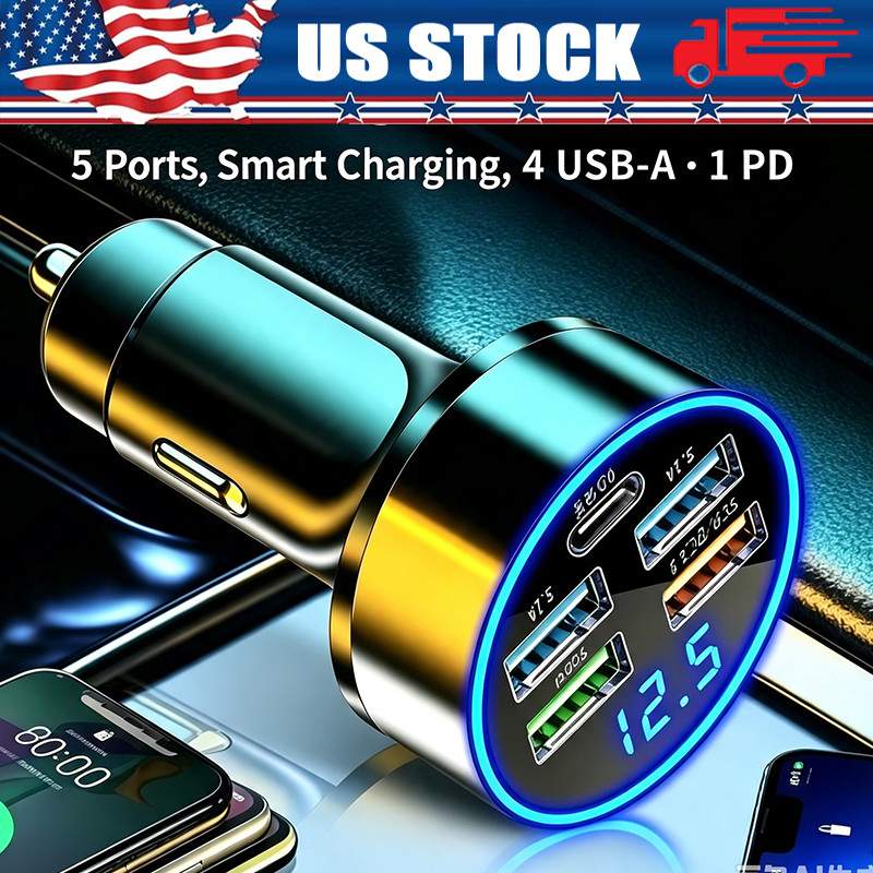 4 USB Port Super Fast Car Charger Adapter for iPhone Samsung Android Phone LOT