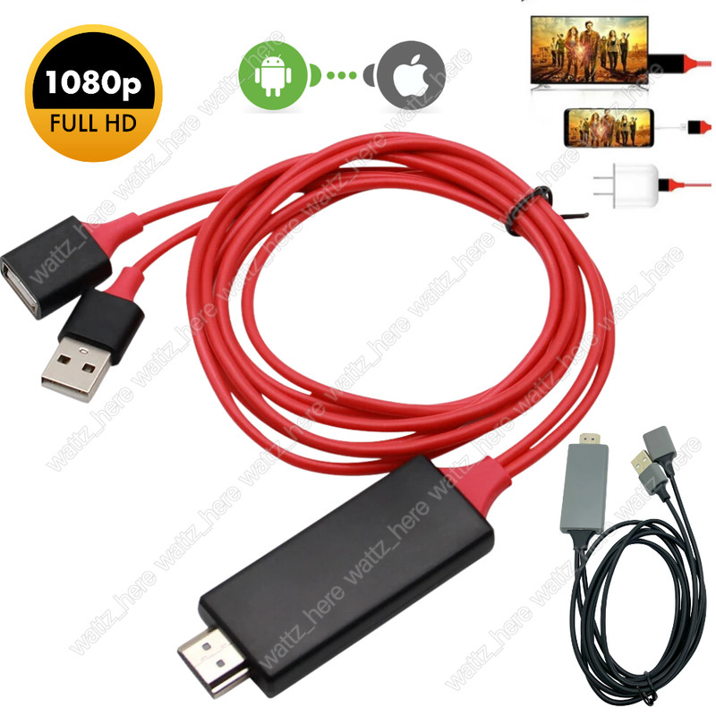 1080P MHL USB To HDMI Cable Phone To TV HDTV Adapter For iPhone/Android/Samsung