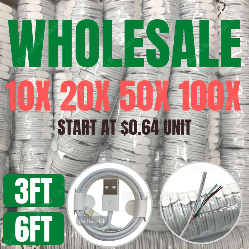 Wholesale Bulk USB Fast Charger Cable 3Ft 6Ft For iPhone 11 Pro XR 8 7 Plus Lot