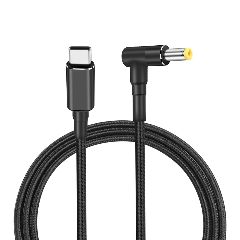 100W PD USB C to DC 5.5Mm X 2.5Mm Power Cord，90 Degree DC 5.5 X 2.5Mm Male to US