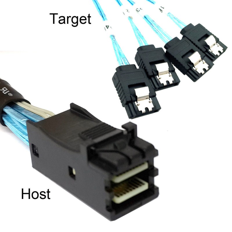 Cablecy Internal Mini SAS SFF-8643 Host to 4 SATA 7pin Hard Disk Fanout gallery