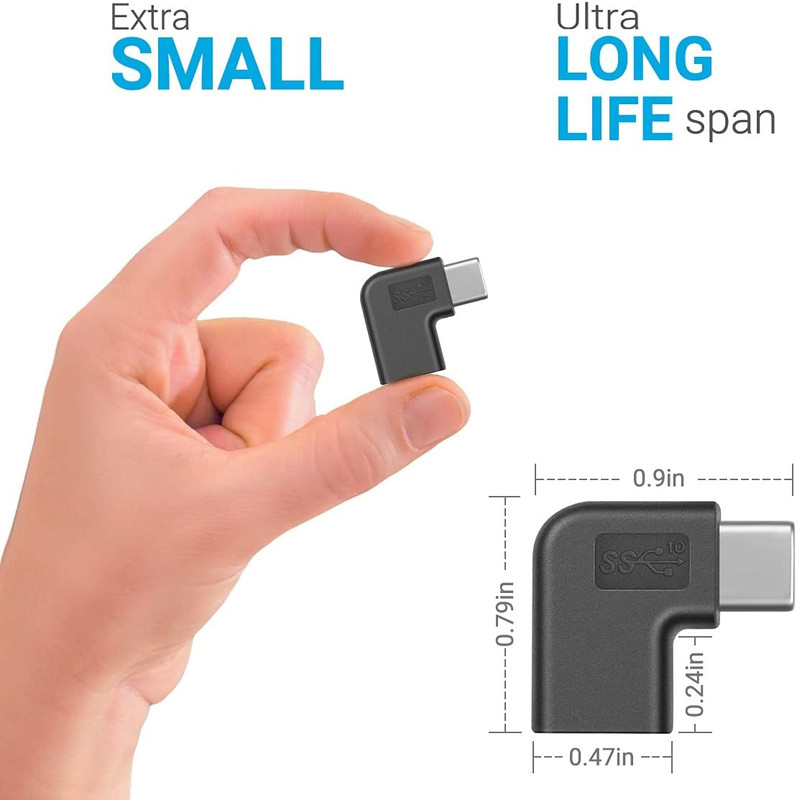 USB C Right Angle Adapter,90 Degree USB C to USB Type-C Male to Female Adapter C gallery
