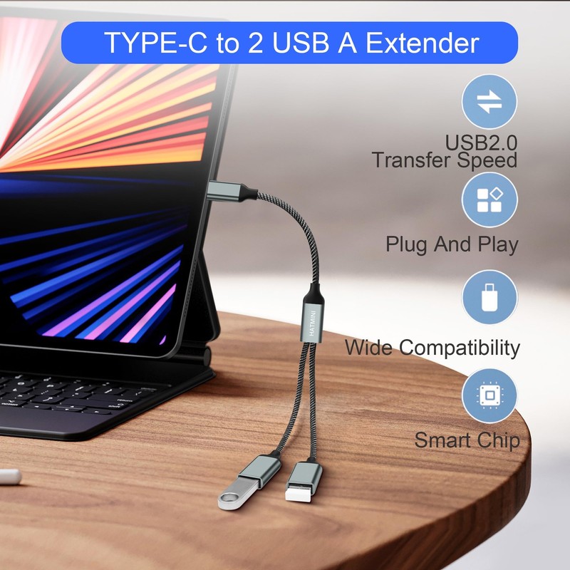 USB Splitter Cable USB 2.0 Male to Female Power Cord Multi USB Port Extender ... gallery