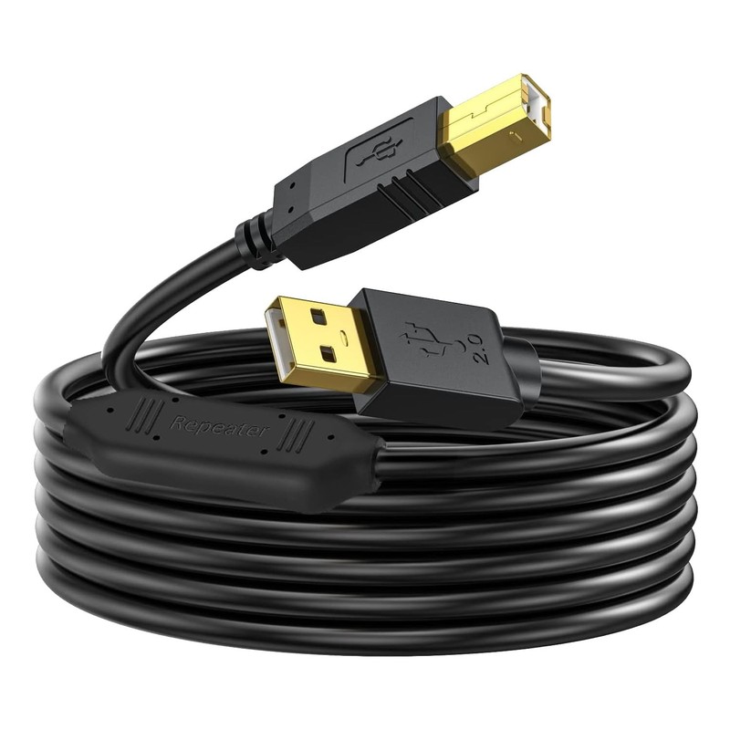 Printer Cable 50 ft USB 2.0 Type A to B Cord for Scanner, DAC, MIDI Keyboard,…