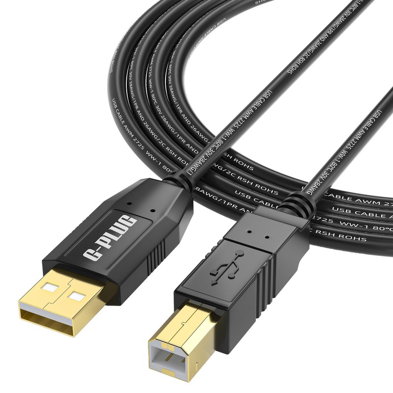 USB 2.0 Printer Cable 15FT HighSpeed Type A to B Cord For Scanner Fax Black