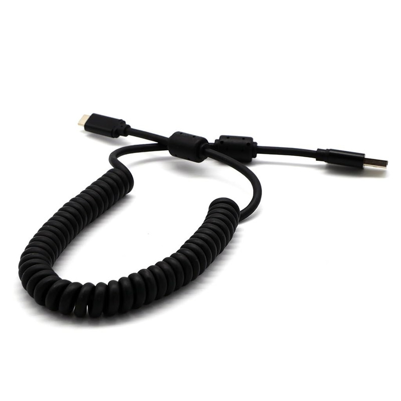 Coiled Shielded USB-A to USB-C Cable with Ferrites gallery