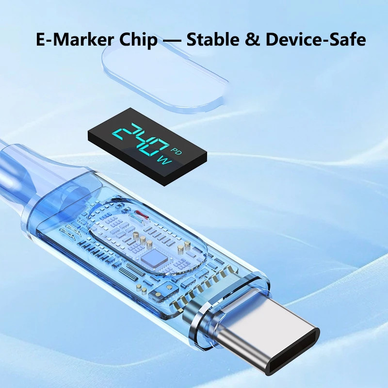 100W 240W USB C to USB C Fast Charging Cable LED Display Silicone Data Cord gallery