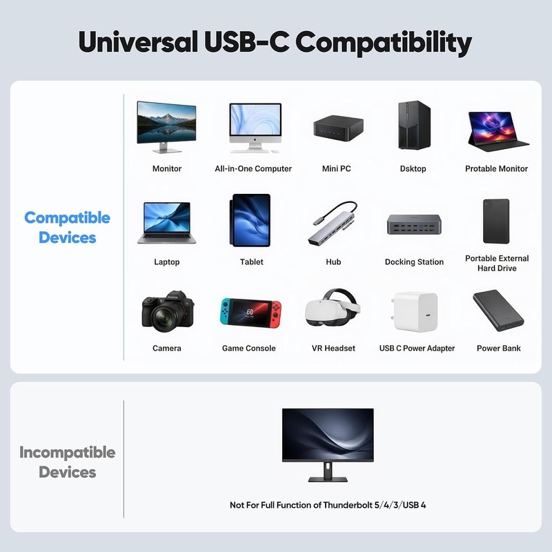6Ft 20Gbps USB C Monitor Cable 8K@60Hz 4K@144Hz 6Ft Video Display Cable gallery