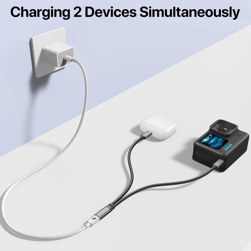 KiwiBird USB C Y Splitter Charging, C Power 10.7 inches, Grey gallery