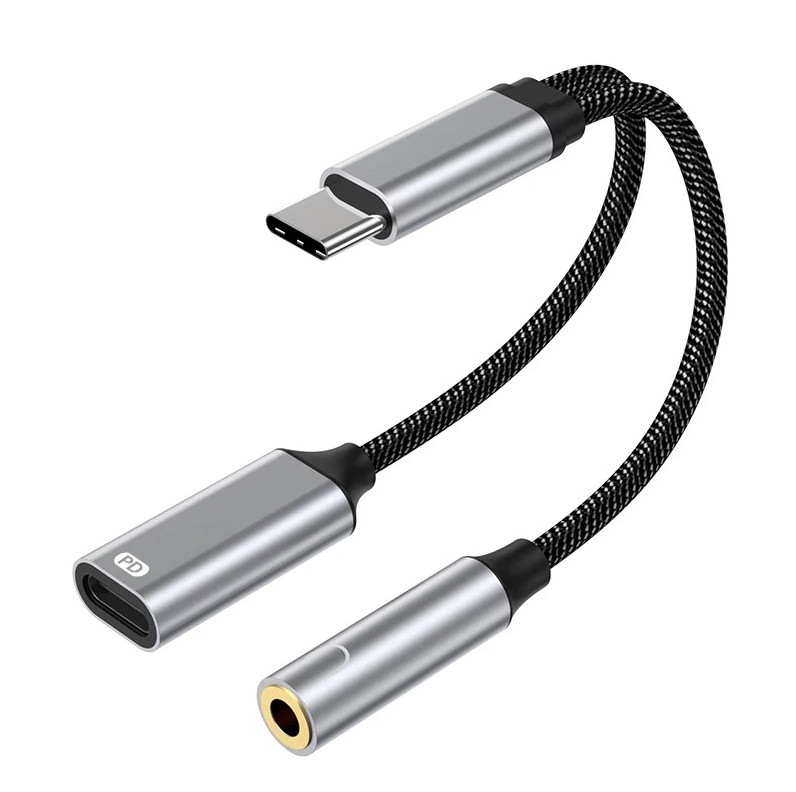2-in-1 USB C to 3.5mm Jack Audio & Charging Adapter for Samsung Huawei gallery