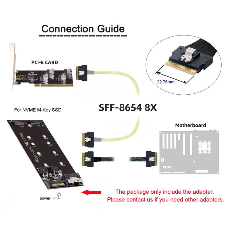 CABLECY Slimline SFF-8654 8X Dual NVME M.2 AHCI Raid Card VROC PCIE Express 4.0 gallery