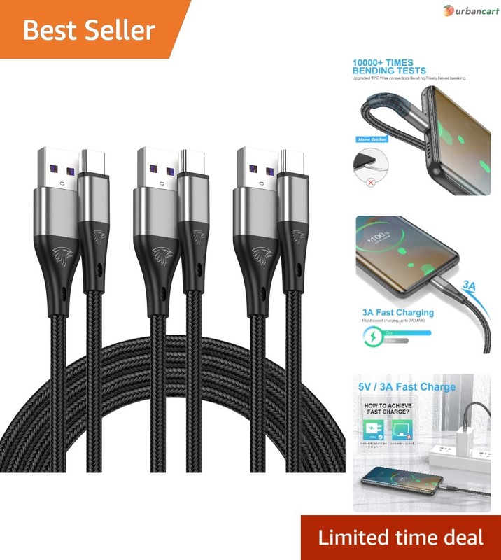 3-Pack 10Ft Nylon Braided USB A to USB C Cables — Fast Charging & High-Speed …