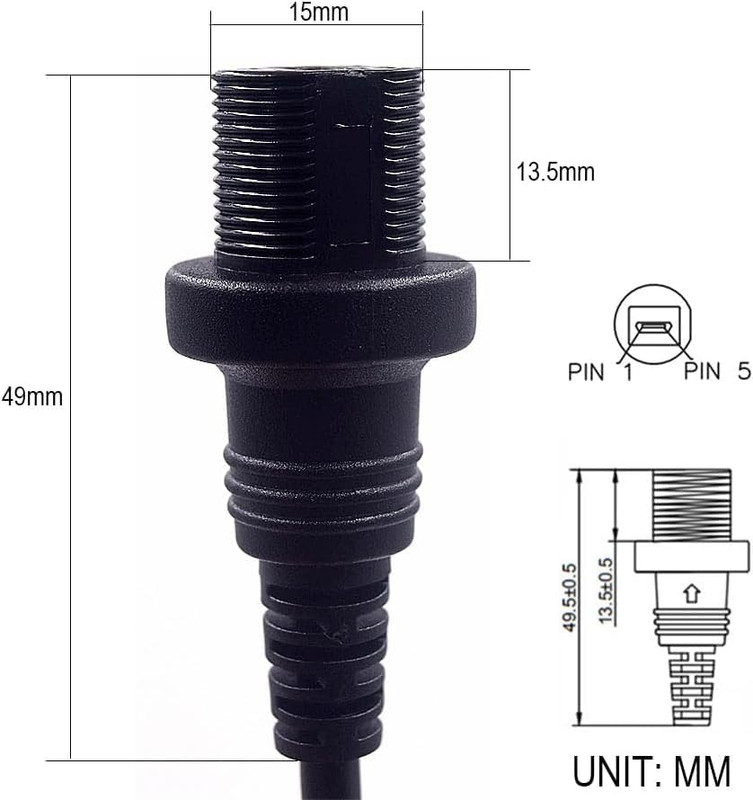 Mini USB 5 Pin Flush Mount Cable, 0.3 Meter Mini USB Male to Female Dashboard Pa gallery