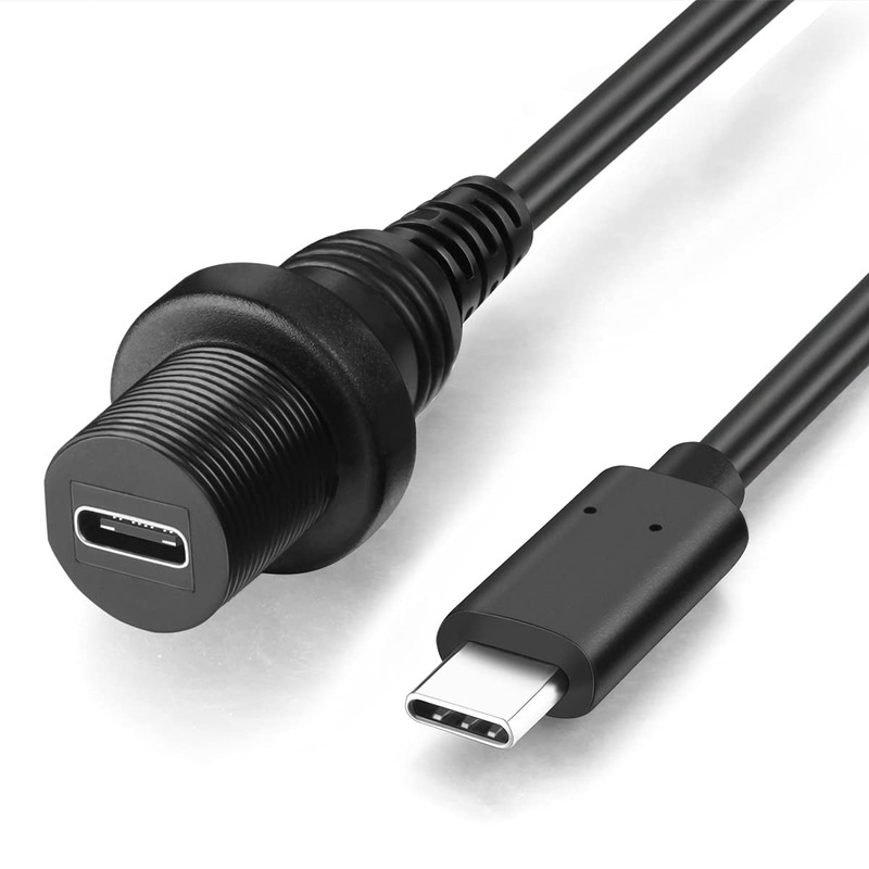 USB Type C 3.1 Male to Female Flush Mount Cable Waterproof Kit Accessories Car D