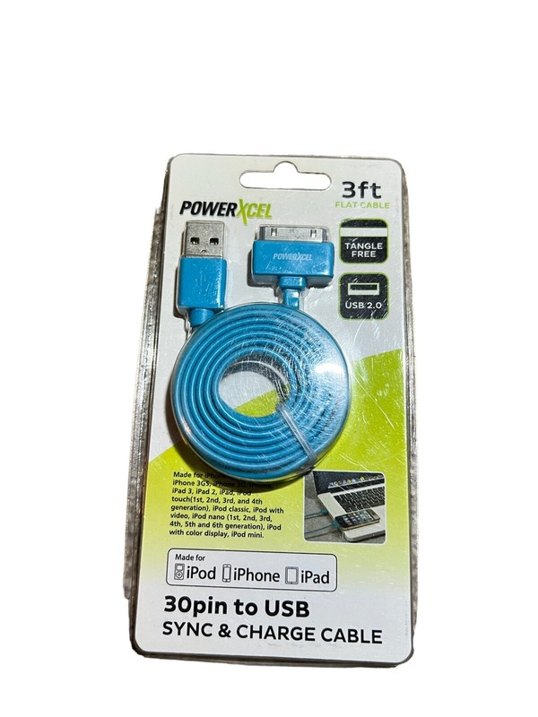 PowerXcel BLUE 30pin to USB Sync & Charge Cable 3 ft For iPod iPad iPhone gallery