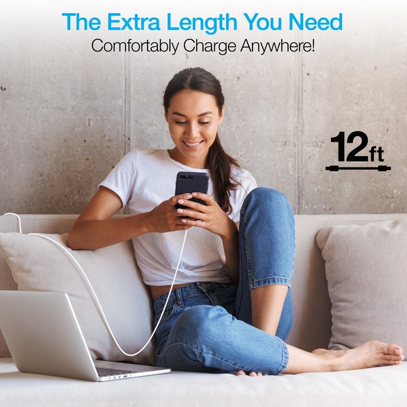Naztech 12ft White Charging & Data Sync Cable for Apple Devices gallery