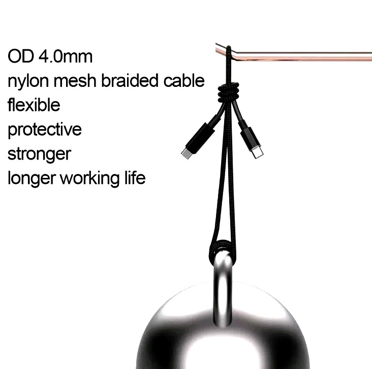 Display FAST CHARGER Cable 66W USB Type A To Type C with OTG Strong Nylon Braid gallery