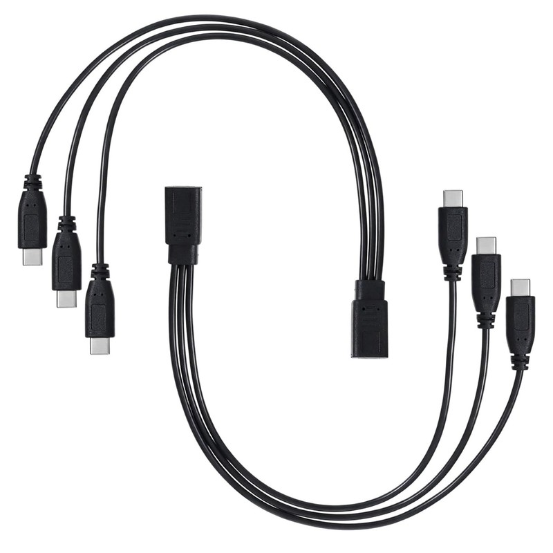 2 Pack USB C Splitter Charge Cable, 3-in-1 Multi Charger Cord Wire, 1 Ft Short U