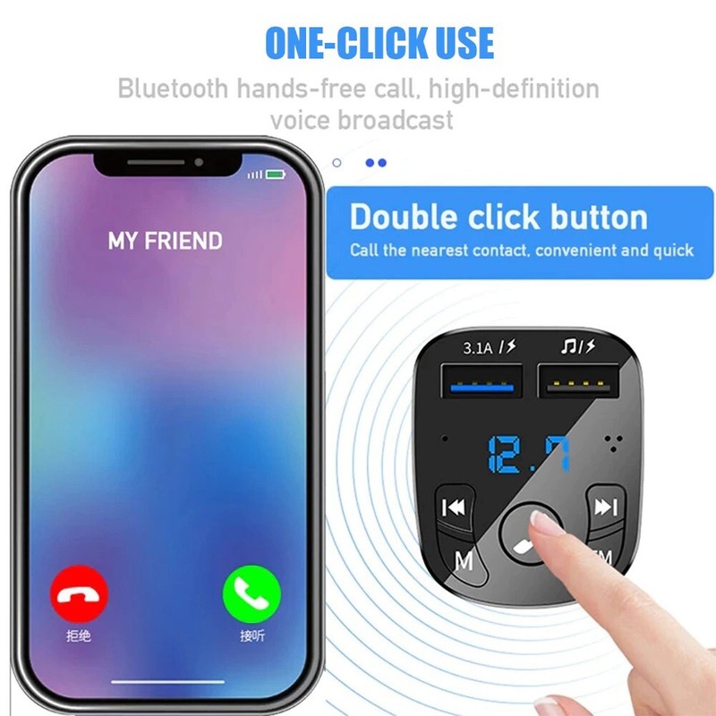 USB Car Charger Bluetooth 5.0 FM Transmitter Mp3 Audio Adapter Brand New gallery