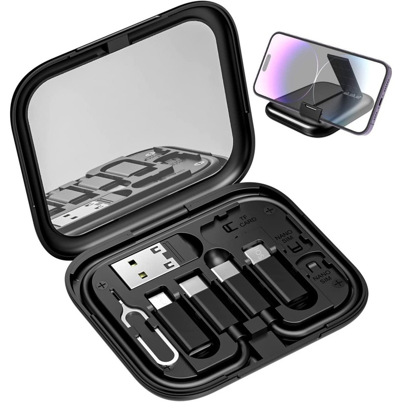 6-in-1 USB-C Fast Charging Cable Kit with Mirror Phone Stand, 60W PD Charging