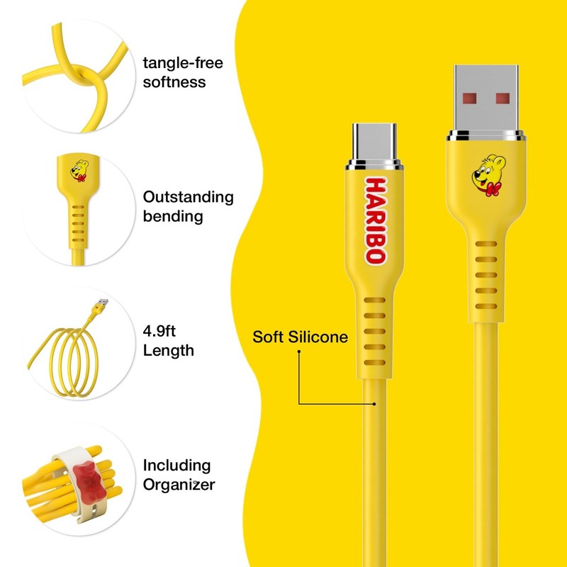 Haribo USB to USB A Cable (2 Pack, 4.9ft), Fast Charging, Soft Silicone, USB ... gallery