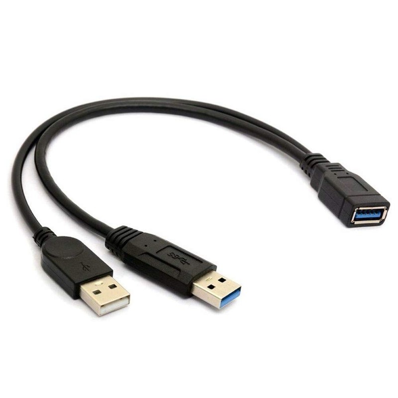 USB 3.0 Female to Dual USB Male Extra Power Data Extension Cord Adapter Split…