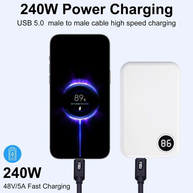 2Ft Thunderbolt 5 Cable 80Gbps USBC To USBC Up To 120Gbps 240W 8K Display gallery