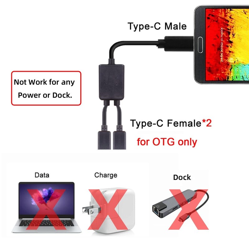 cablecc 30cm Type-C to Dual Ports USB-C Female Hub Cable 30cm, 1 2 gallery