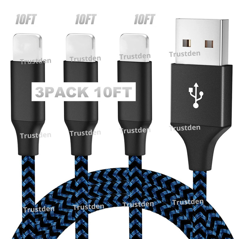 For iPhone 5 6 7 8 SE X XR XS 11 12 13 14 USB Cable Charger Charging Cord 10 Ft