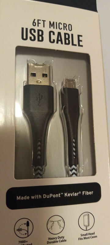 Android Micro USB Charger Cable 6 FT Black and Gray Heavy Duty gallery