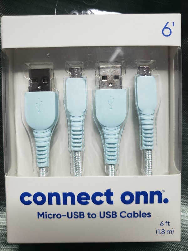New Connect Onn. Mircro-USB to USB Cables (Aqua)