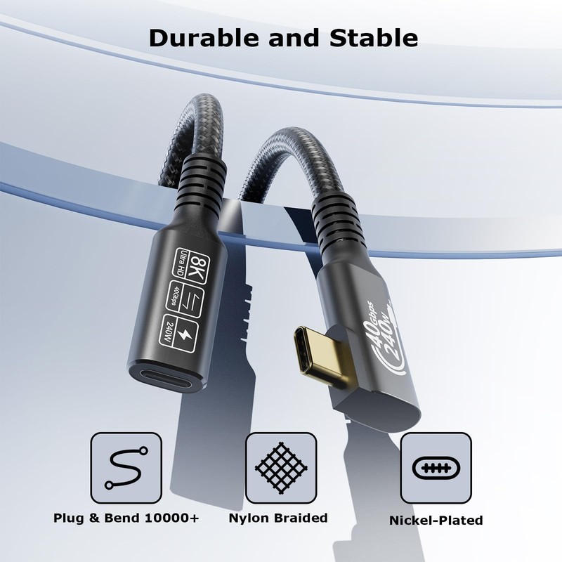 USB C 4 Extension Cable, with Thunderbolt 4 Cable, 240 W Charging, 40 Gbps Da... gallery